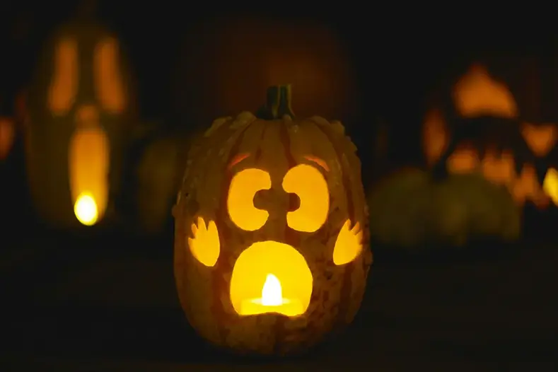 Halloween pumpkin candle